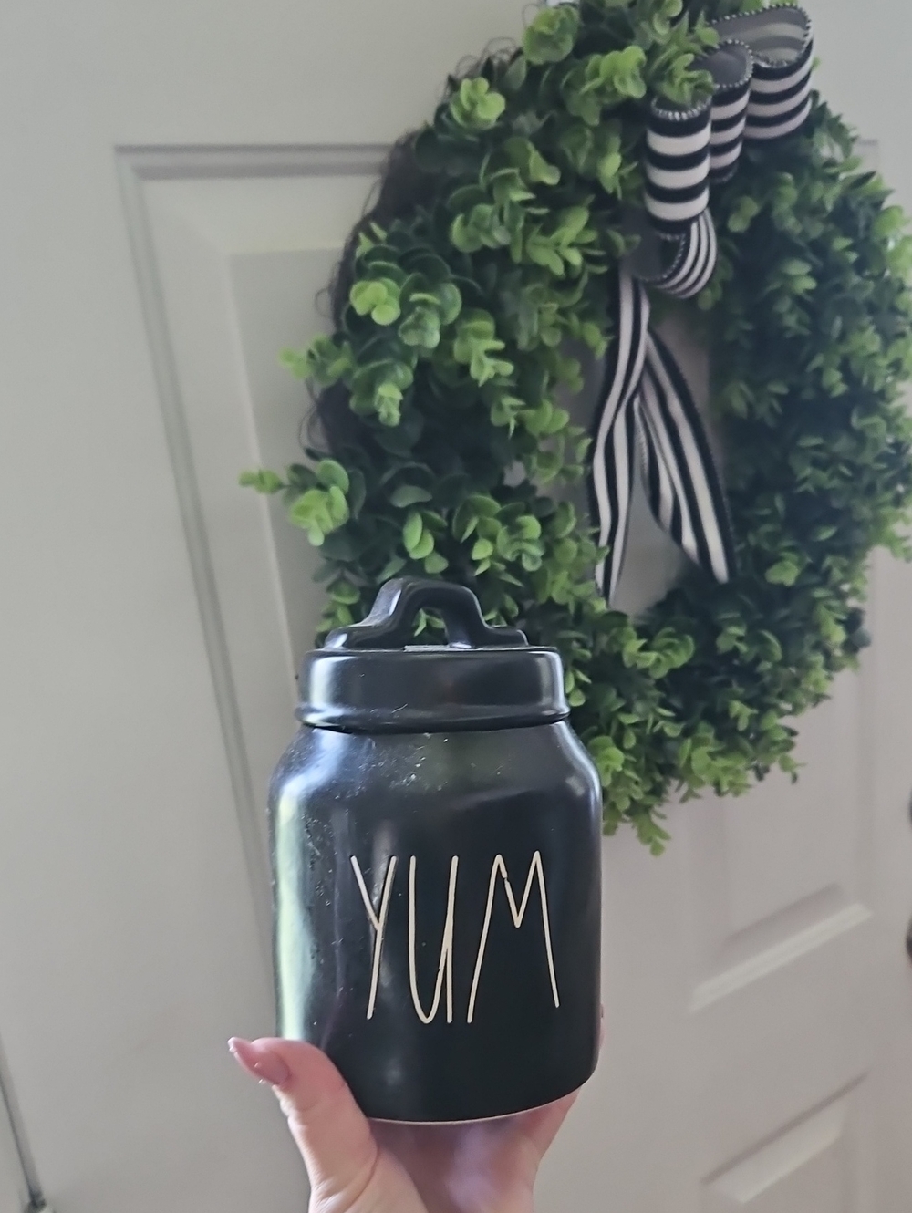 Black Rae Dunn 'YUM' Ceramic Canister with Lid